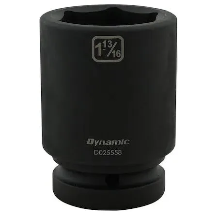 Black phosphate deep socket, one inch drive, six point, one and thirteen sixteenths inch size