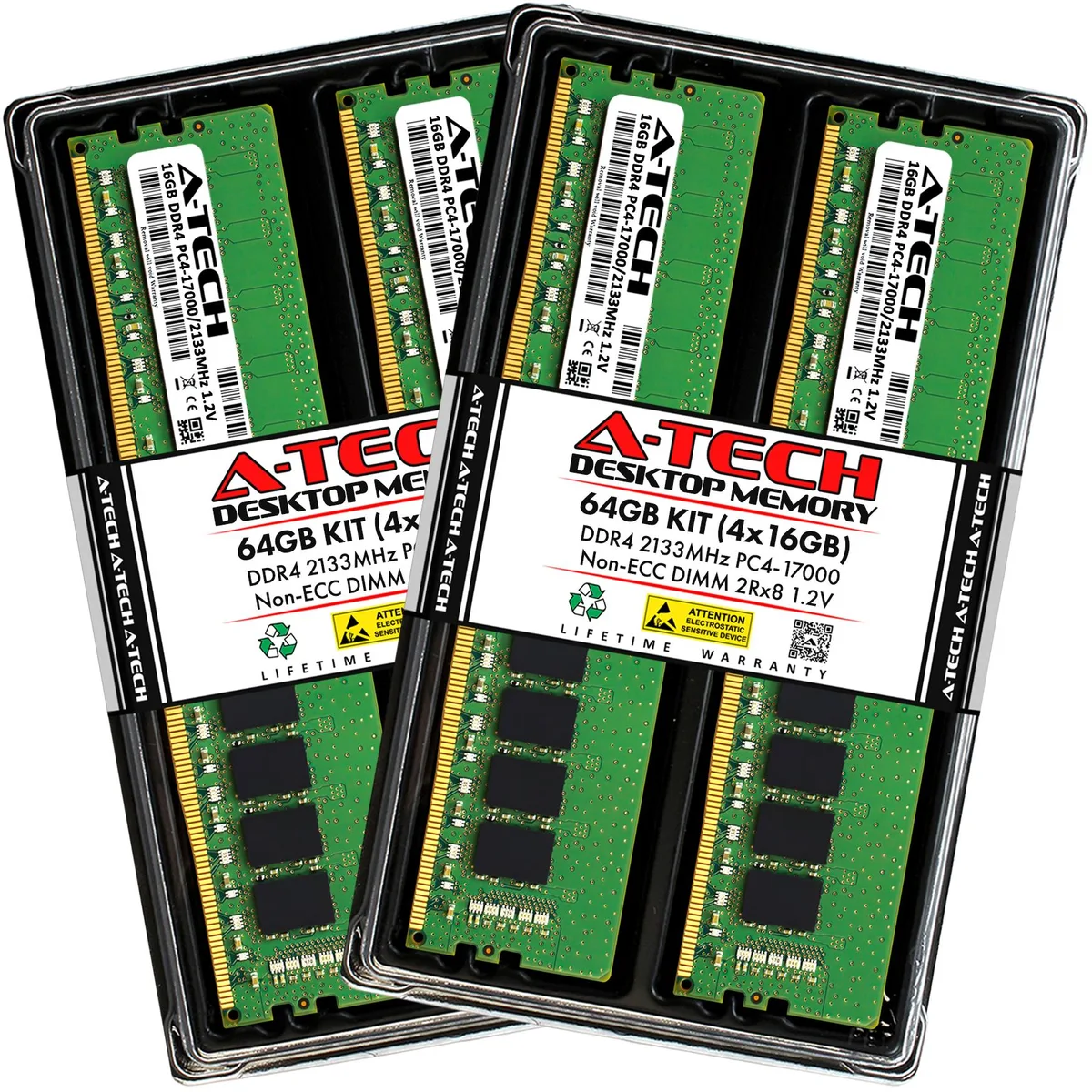 A-Tech A-Tech 64GB (4x16GB) DDR4 2133MHz CL15 288-Pin Desktop RAM — product photo