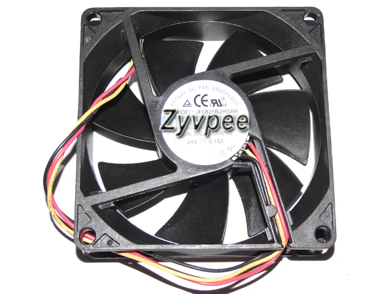 Zyvpee Zyvpee JF0825B2HSAR 80mm 25mm 24V 0.15A 3-wire case fan — product photo