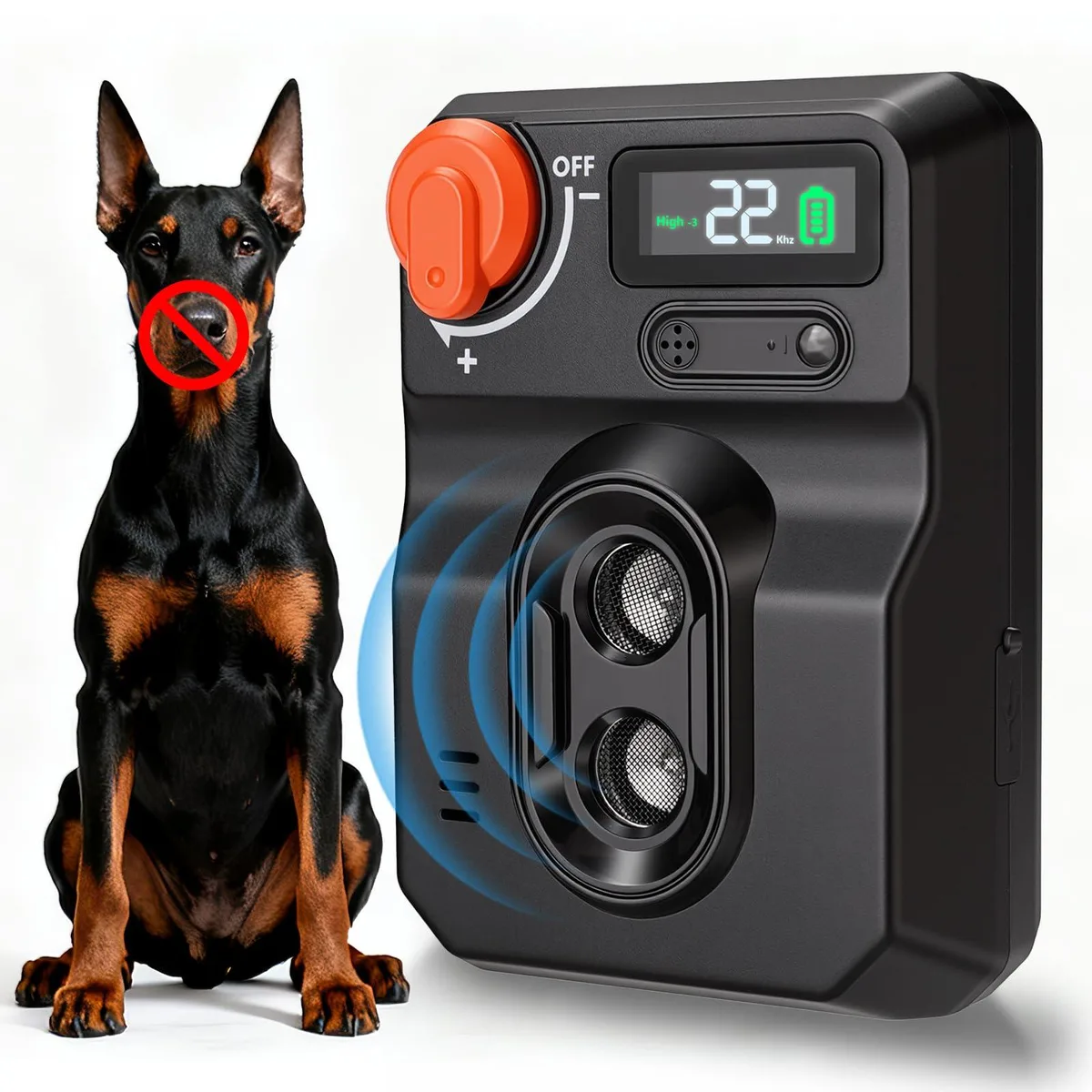 DNBeffulgent DNBeffulgent Ultrasonic Dog Bark Deterrent 4-Mode 50Ft 2000mAh Black — product photo