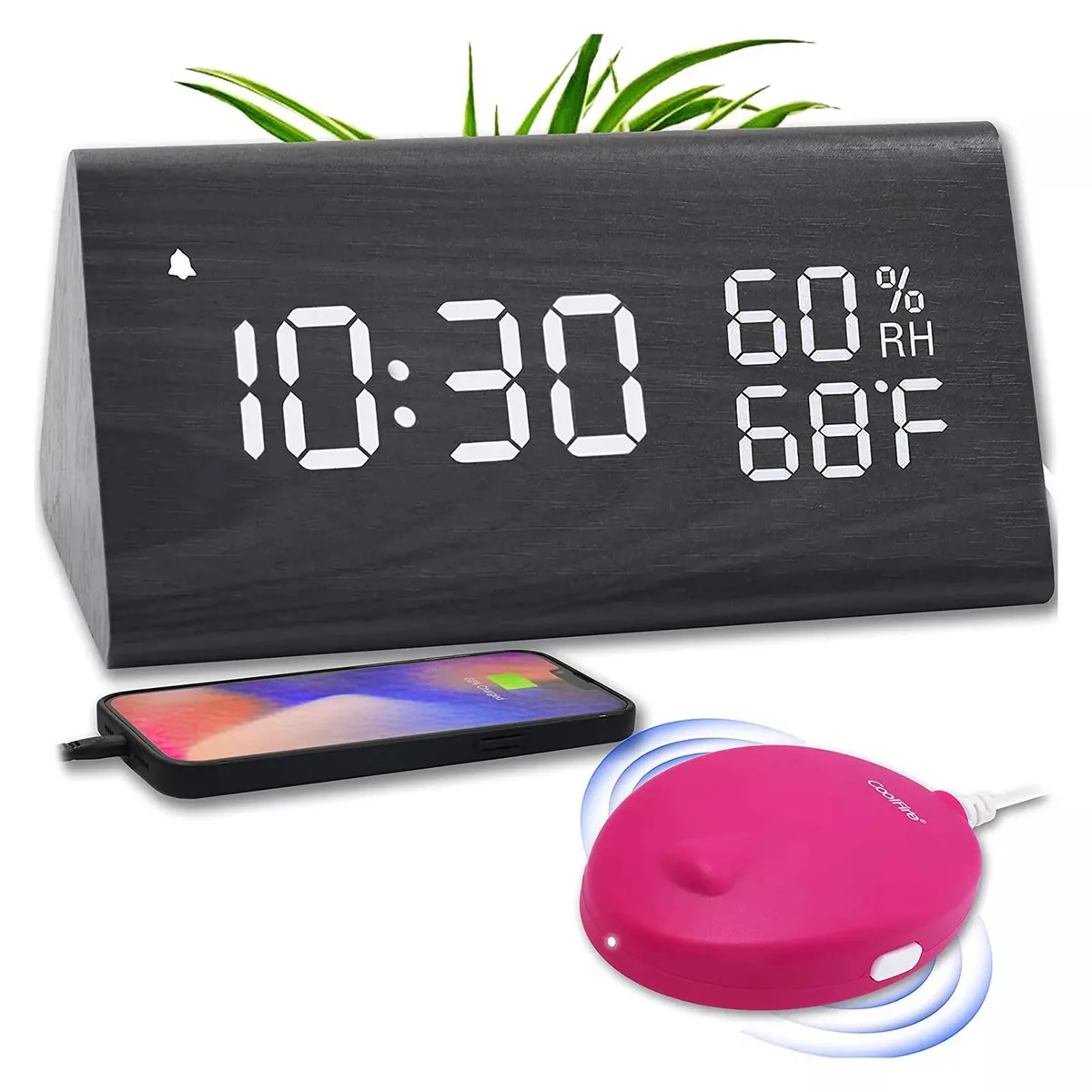 Maximal Power Maximal Power Wooden Vibrating Alarm Clock Pink — product photo