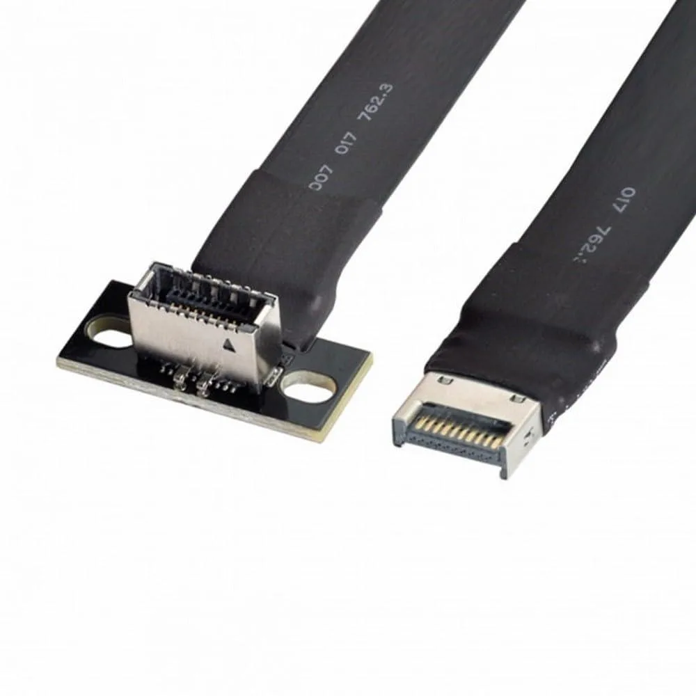 Flat ribbon cable with black IDC 20-pin male and female connectors