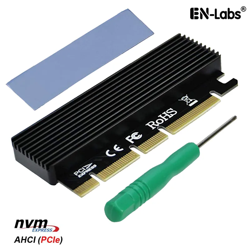 EN-Labs EN-Labs PCIEX16TONVMEPR PCIe 3.0 x16/x8/x4 to M.2 NVMe/AHCI Adapter with Heatsink — product photo