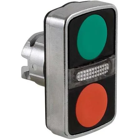 Schneider Electric 22 mm illuminated metal push-button with green and red flush heads