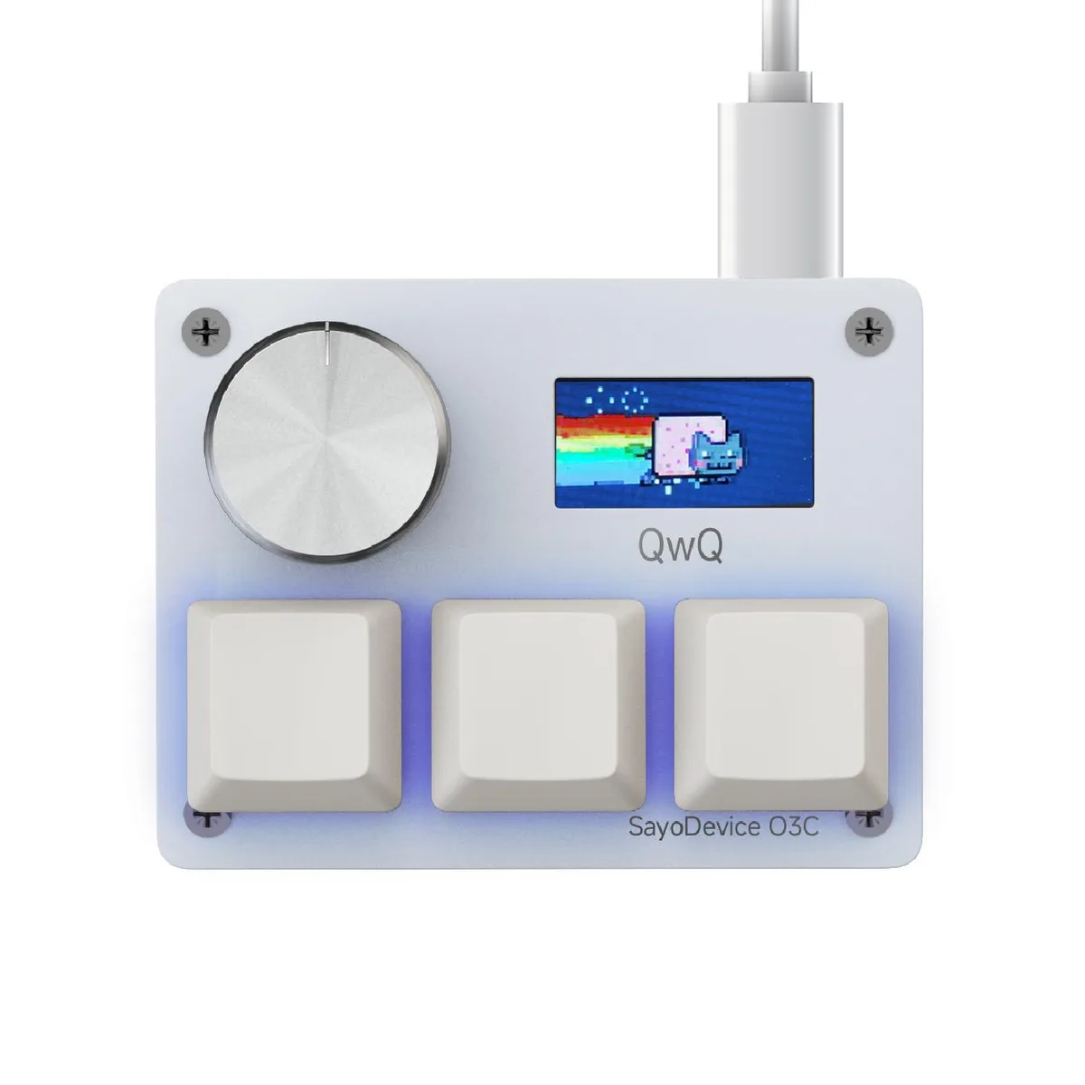iC O3C Macro Keypad White Gateron Jade Pro 3 keys 8000Hz — product photo