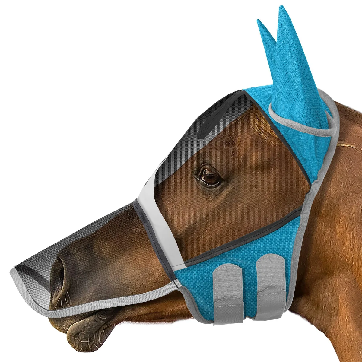 Smithbuilt Smithbuilt Comfort Fly Mask with Ears and Long Nose (Teal, Pony) - Sports Protective Gear — product photo