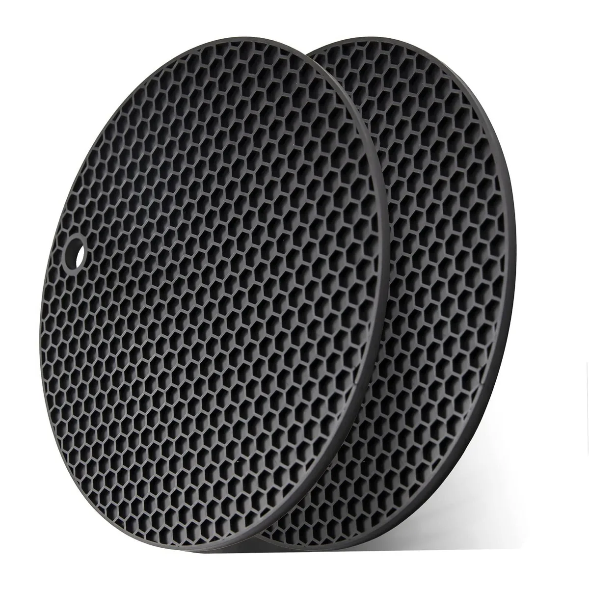 Two flexible silicone kitchen mats with honeycomb texture, .24in thick