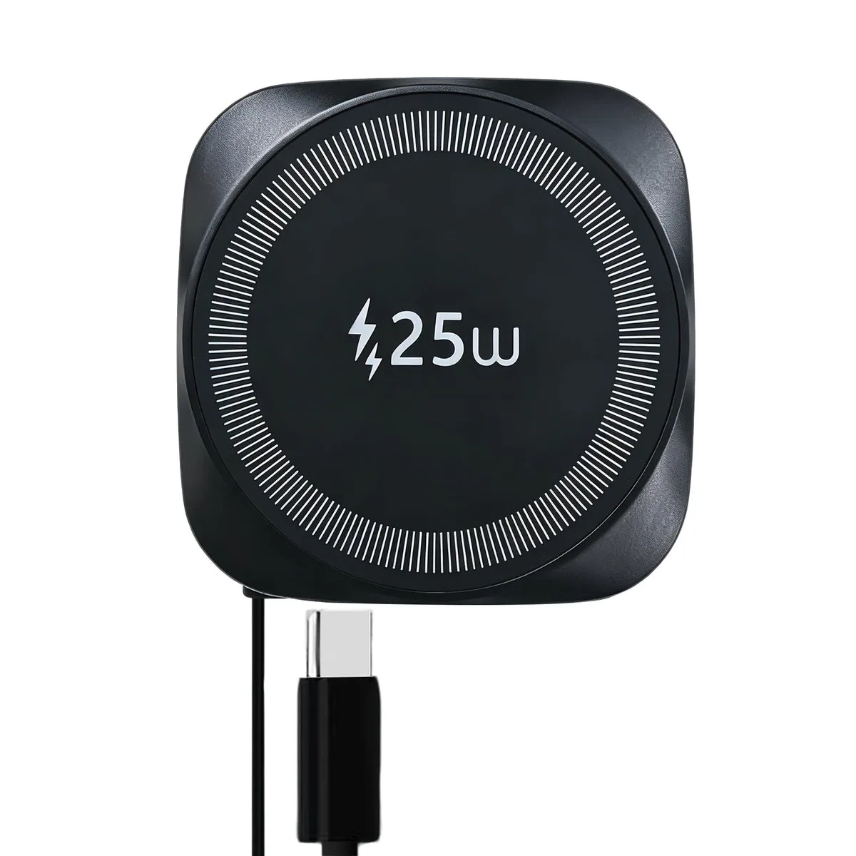 cyclingkit RN105 25W Magnetic Qi Wireless Charger with .7m Retractable USB-C Cable Black — product photo
