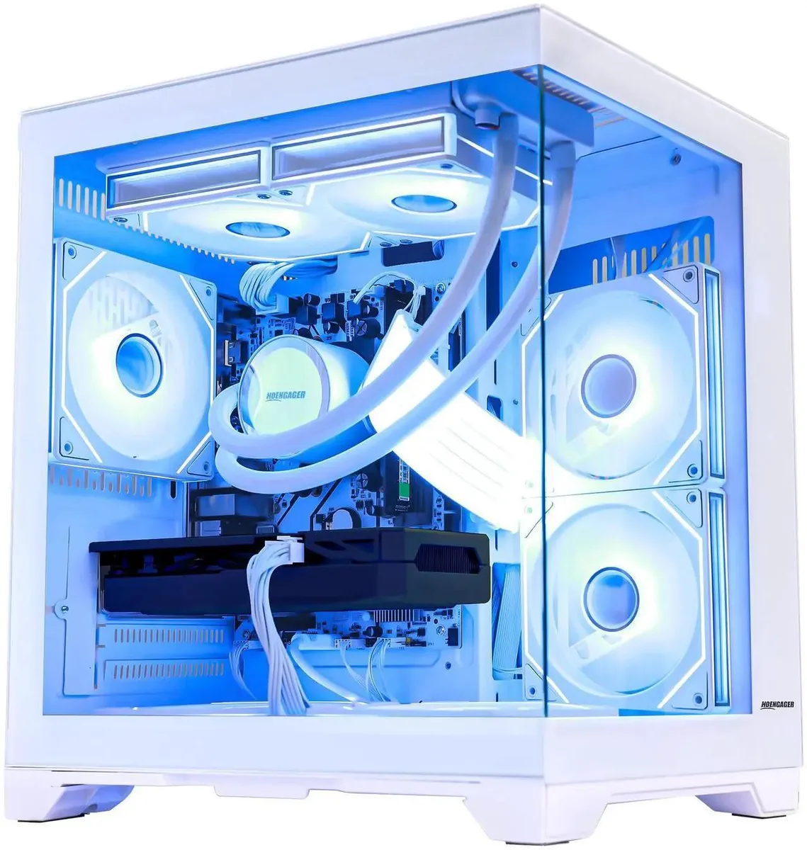 Hoengager Hoengager Gaming PC Ryzen 7 5700X RTX 3060 12GB 32GB DDR4 3TB White 240 Liquid Cooler — product photo