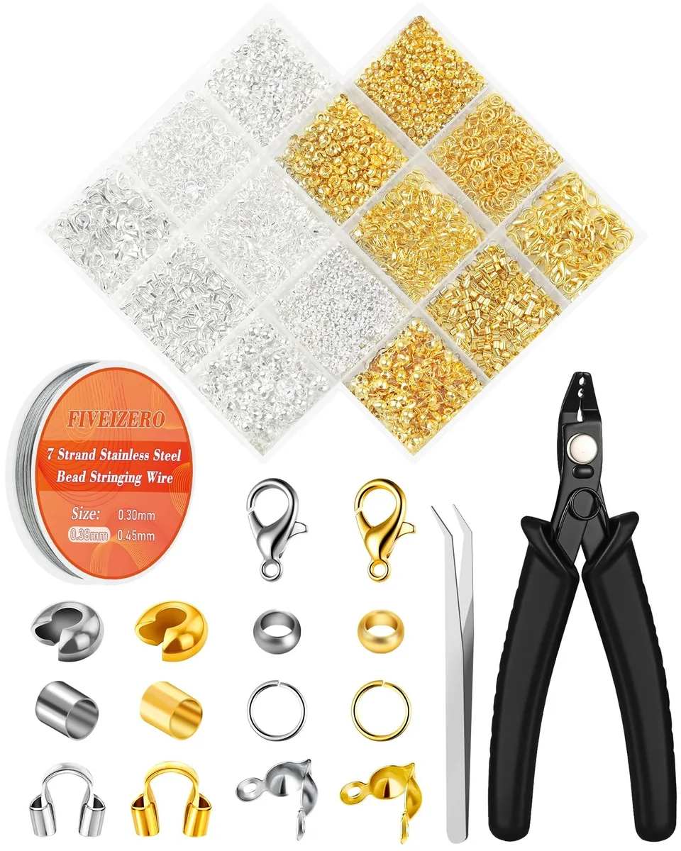  FIVEIZERO 1950 Pcs Jewelry Making Cord End Kit Gold — product photo