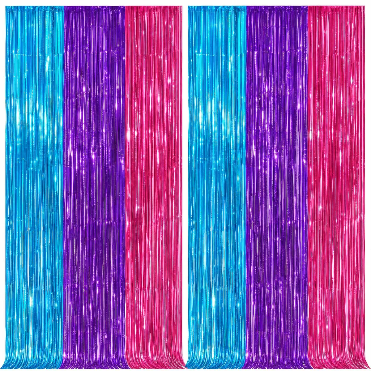  NUWDHP Metallic Foil Fringe Curtains 2 Pack Blue 3.28 ft x 6.56 ft — product photo
