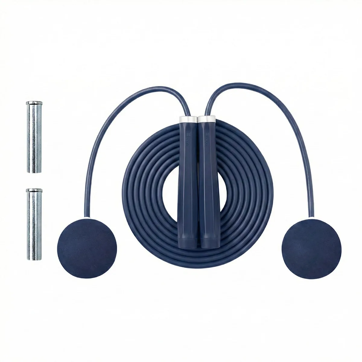 Dark Night Blue weighted jump rope with two 65mm balls and adjustable 6.8mm cord