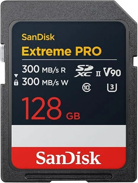 SanDisk SanDisk Extreme PRO SDXC UHS-II V90 300MB/s 128GB memory card — product photo