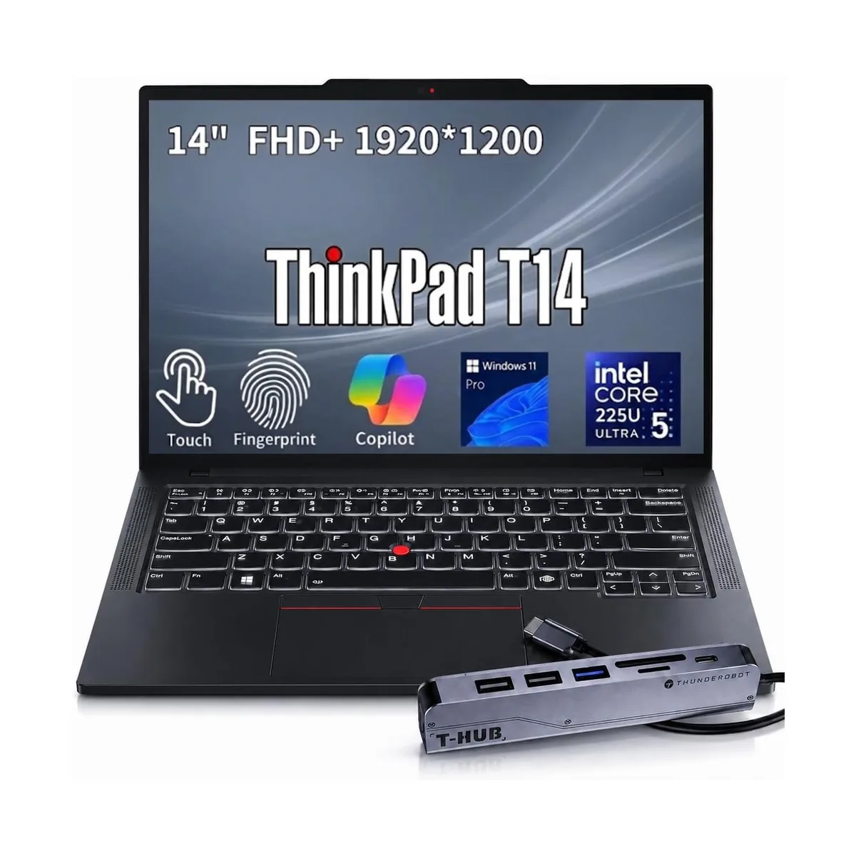 Lenovo Lenovo ThinkPad T14 14" Touchscreen Core Ultra 5 225U 32GB 512GB w/Hub — product photo