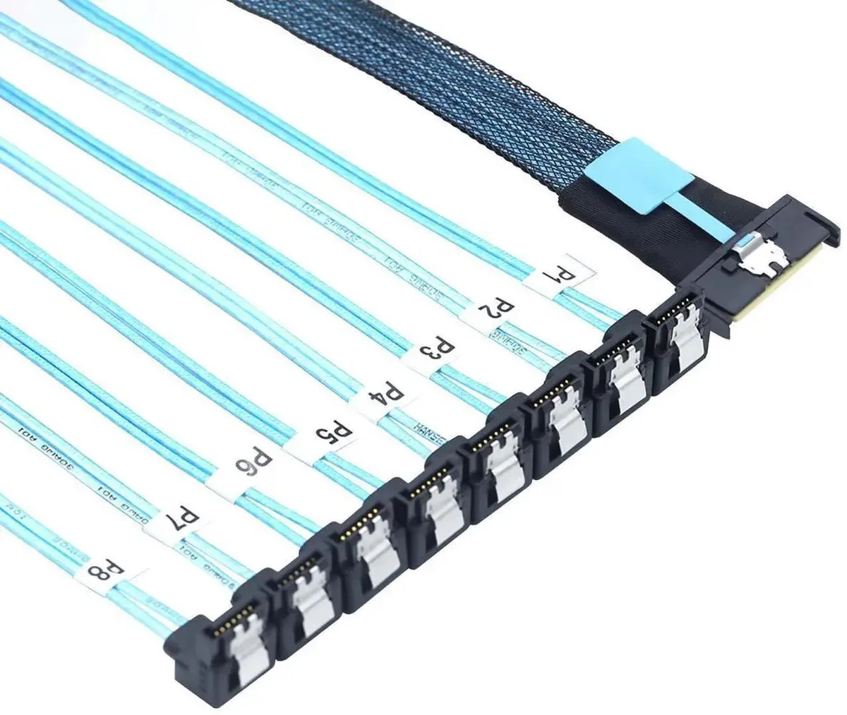SMUGDESK SMUGDESK SFF-8654 8i to 8×SATA 7-pin 90° cable 1m — product photo