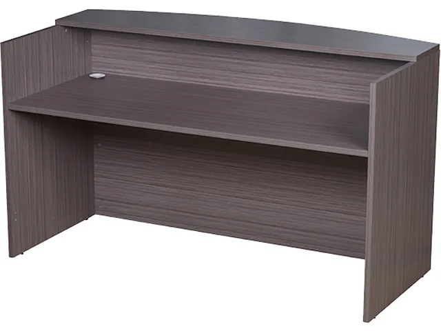 BOSS Office Products BOSS Office Products N169-DW Reception Desk 71W 30/36D 42H Driftwood office furniture — product photo
