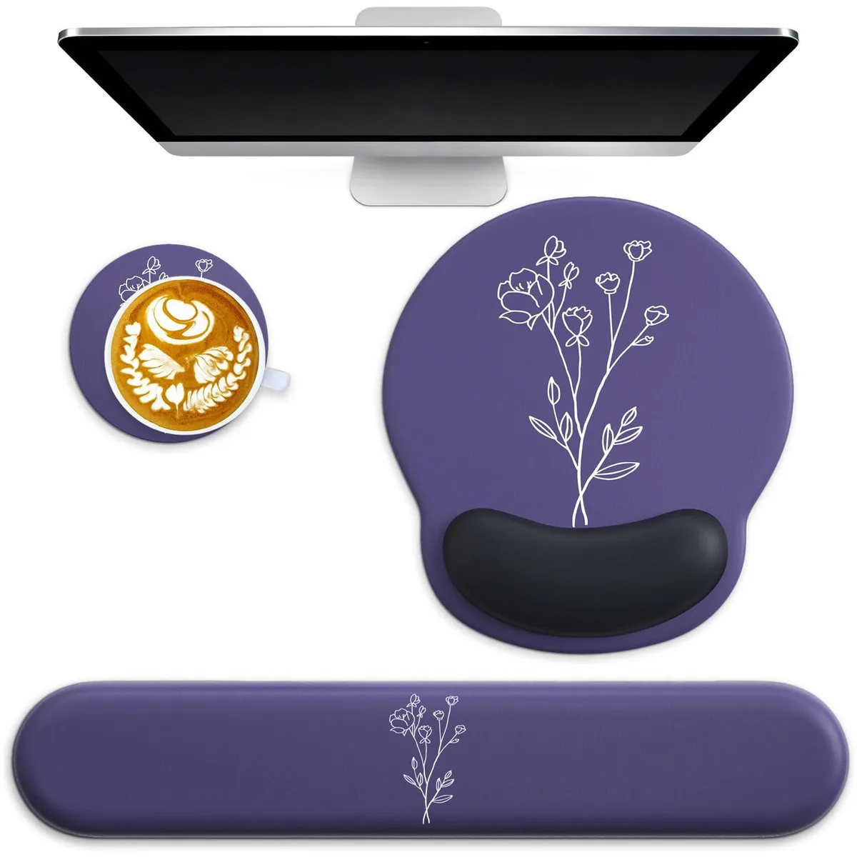  Wiabsi WIB-LZS1212 3-in-1 Ergonomic Mouse Pad Set Purple — product photo