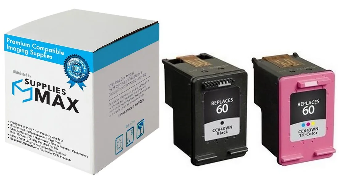 SuppliesMax SuppliesMax HP 60 CD947FN Inkjet Combo Pack (Black/Color) 200/165 Pages — product photo