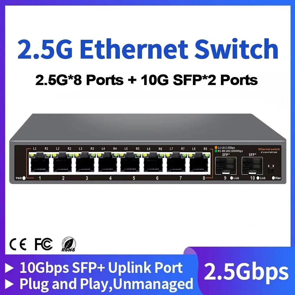 TelDaykemei TelDaykemei 8+2 Port 2.5G Network Switch 2x10G SFP+ — product photo