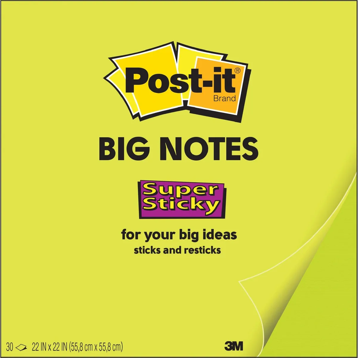 3M 3M Post-it Super Sticky Big Notes 30 Sheets 11"x11" Green — product photo