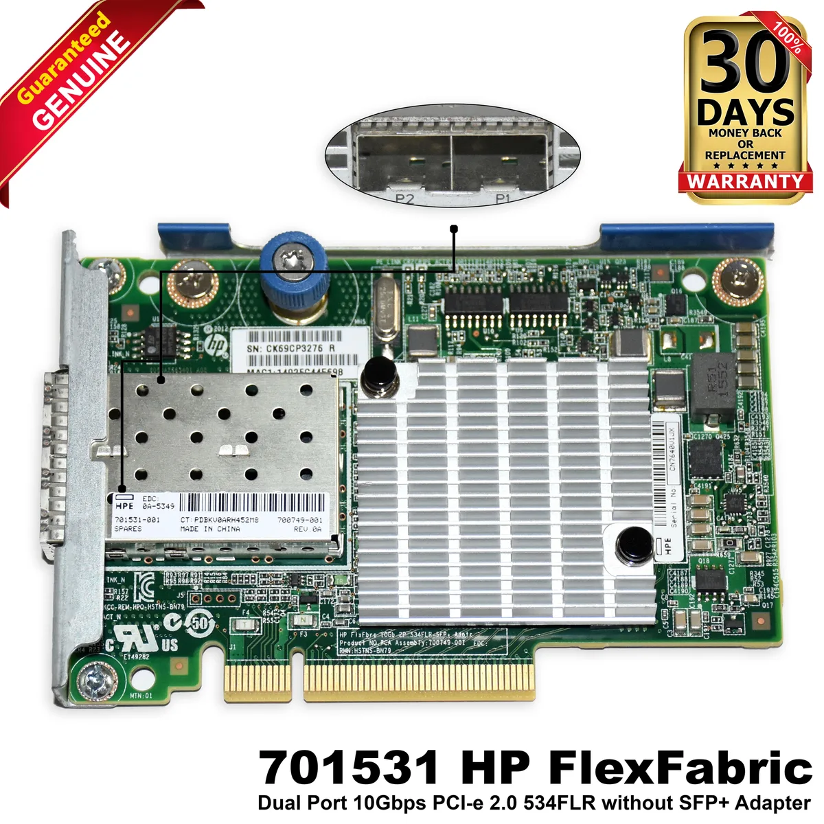 HP HP FlexFabric 701531-001 534FLR Dual Port 10Gbps PCI-e 2.0 laptop replacement part — product photo