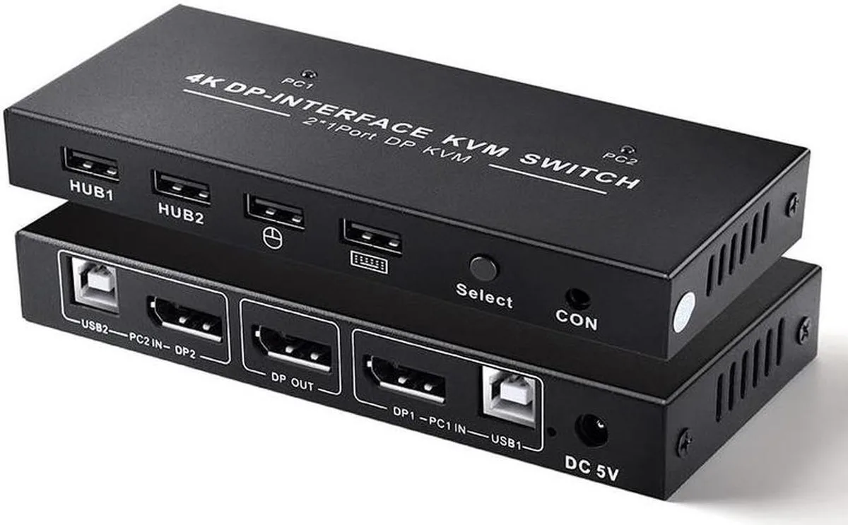 Vszerda Vszerda DisplayPort KVM Switch 2x1 4K 60Hz DP 1.2 USB — product photo