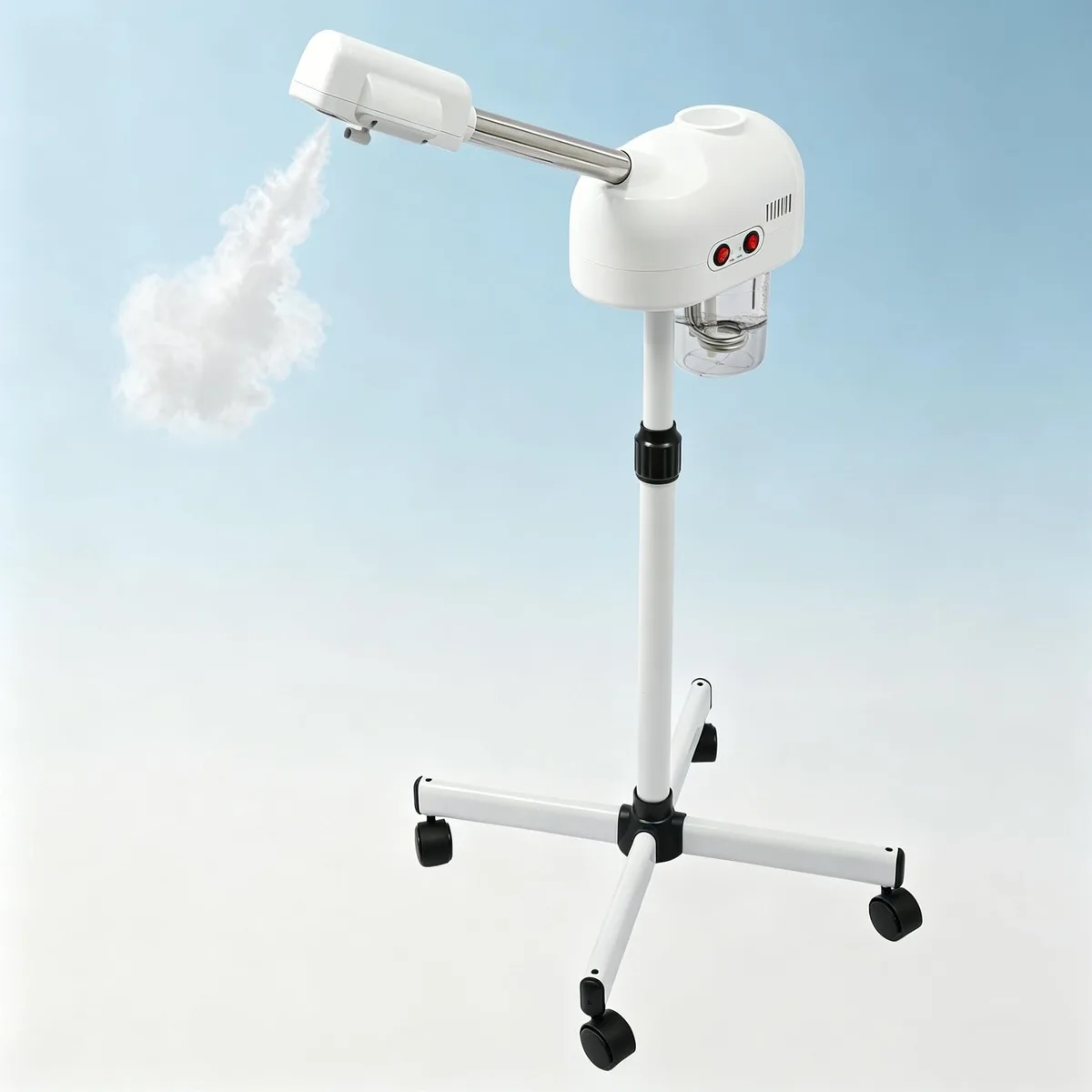  Wawuwao Facial Steamer 800W 750ml 360° Nozzle 44.1-52in Wheels White — product photo
