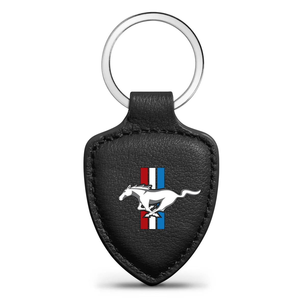 iPick Image, LLC iPick Image, LLC Ford Mustang Tri-Bar Logo Black Leather Key Chain — product photo