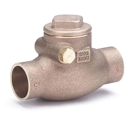 Bronze inline swing check valve with sweat connections, 3.3125 in long