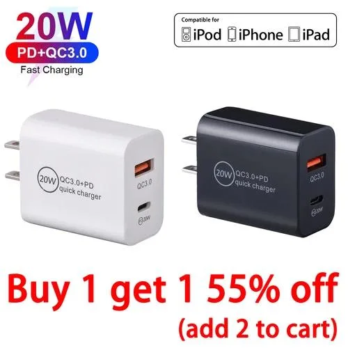 Compact white USB-C wall charger with foldable plug