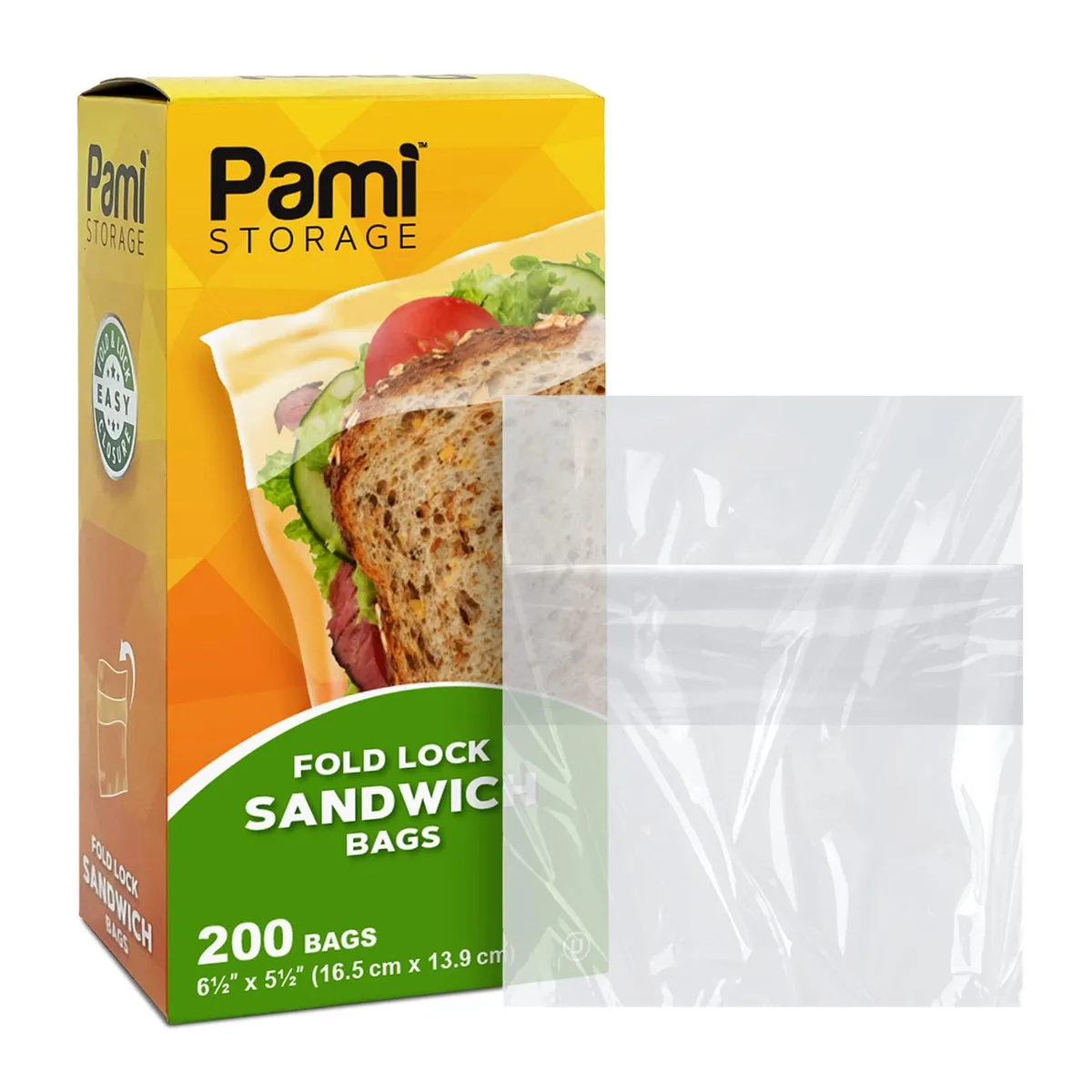 Clear plastic fold-top sandwich bags, 200-count pack