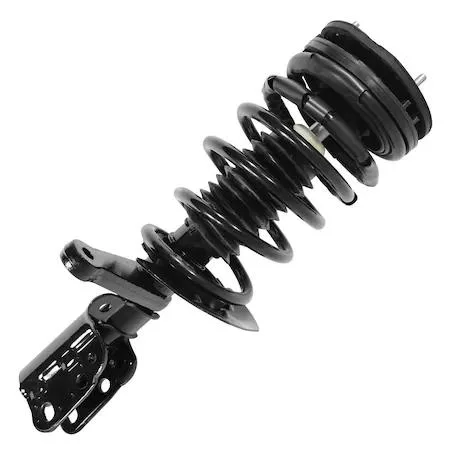 Unity 11532 front right complete strut assembly, silver metal spring and body, black mount