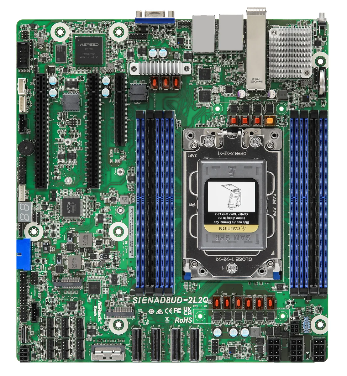 ASRock Rack ASRock Rack SIENAD8UD-2L2Q Deep Micro-ATX server motherboard 2x SFP28 — product photo