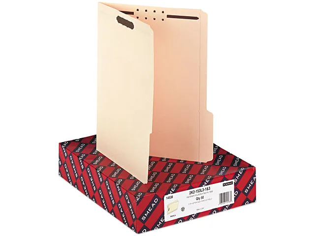 Smead Smead 14538 file folder, 11 pt Manila, two fasteners, 50 per box — product photo