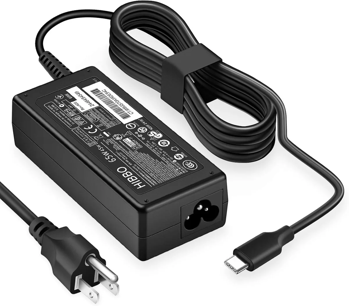 TIZOPO TIZOPO 65W USB-C charger for HP Chromebook EliteBook ProBook Spectre ENVY ZBook — product photo