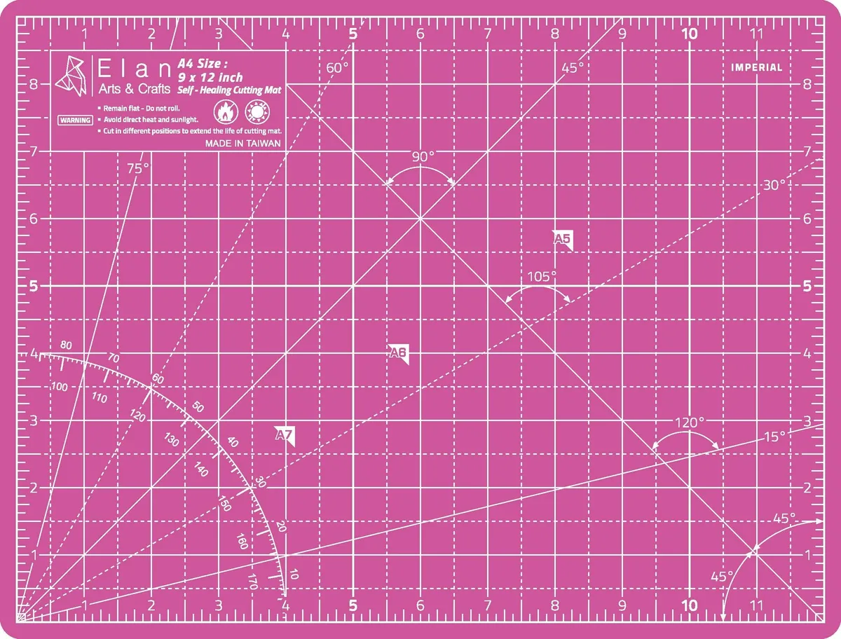 Pink and purple reversible cutting mat, 30 by 22 cm, .3 cm thick