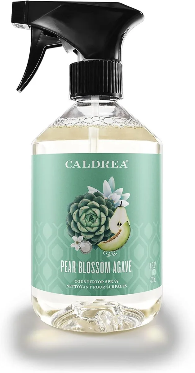 White 16 oz spray bottle with trigger and Pear Blossom Agave label