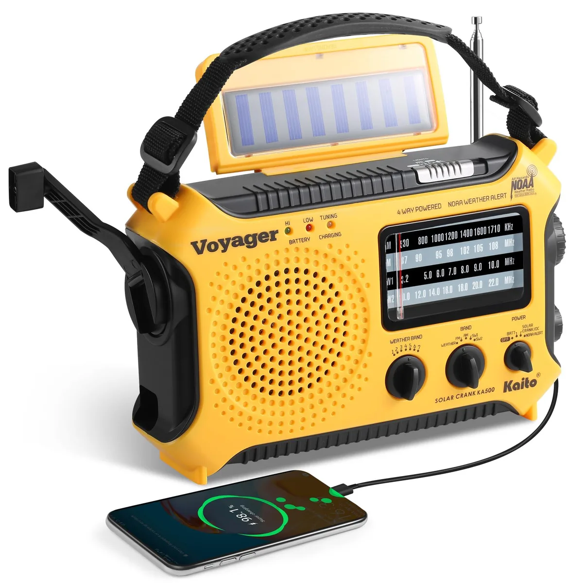 Kaito KA500YL 5-Way Emergency Radio Yellow — product photo