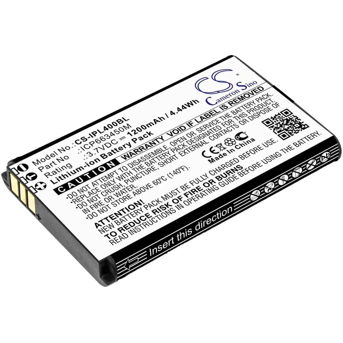Cameron &amp; Co Cameron &amp; Co DS-CS-IPL400BL 3.7V 1200mAh Li-ion barcode scanner battery — product photo