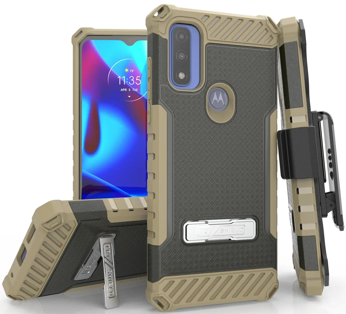 Nakedcellphone Nakedcellphone Tri-Shield Case Brown Moto G Pure / G Power 2022 — product photo