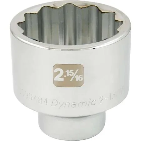 Chrome 1-inch drive 12-point socket stamped D099484 2-15/16