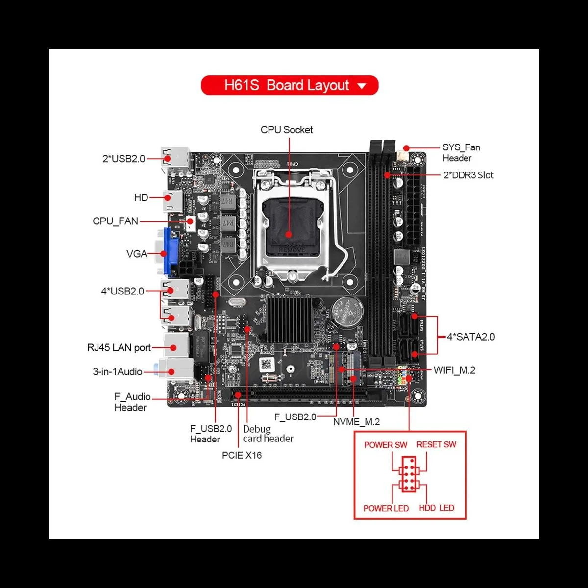 YINGHUA YINGHUA H61S server motherboard ITX LGA 1155 DDR3 16GB — product photo