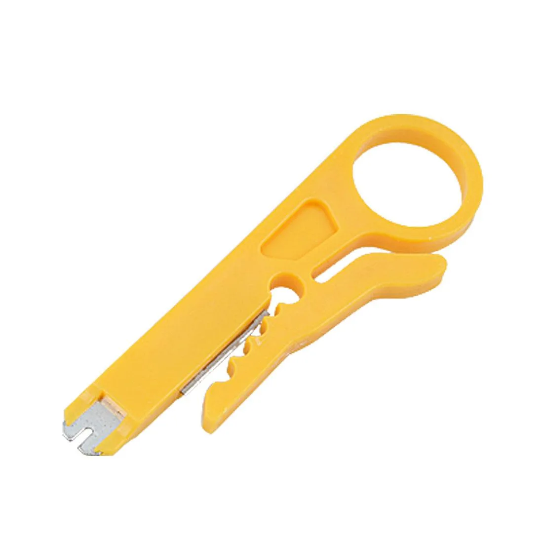Yellow mini UTP RJ45 stripper with 110 punch-down tool, 90mm long