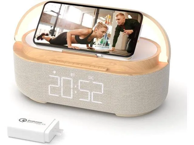Nexora Nexora 6-in-1 Bluetooth 5.0 Clock Wooden 15W 2500mAh — product photo