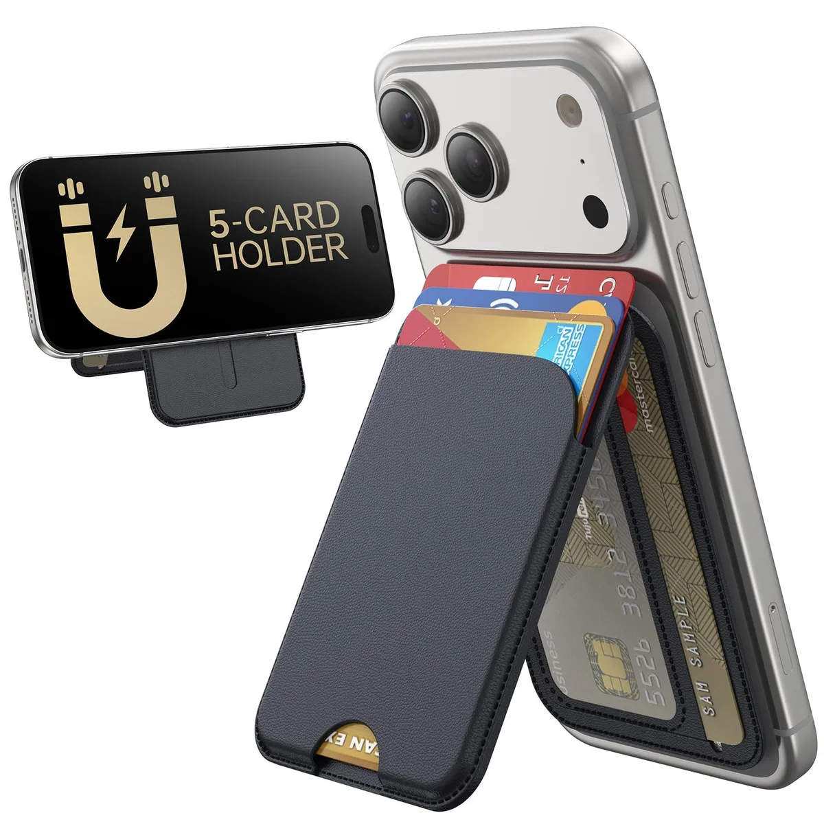  Viator Gear Standwallet MagSafe Wallet 5 Cards Stand RFID Blocking Vegan Leather Black — product photo