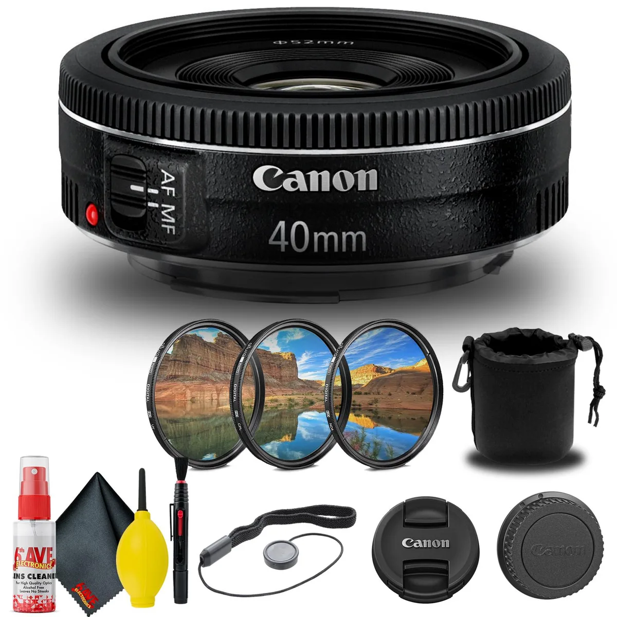 Canon Canon EF 40mm f/2.8 STM Lens + Filter Kit + Pouch (6310B002) — product photo