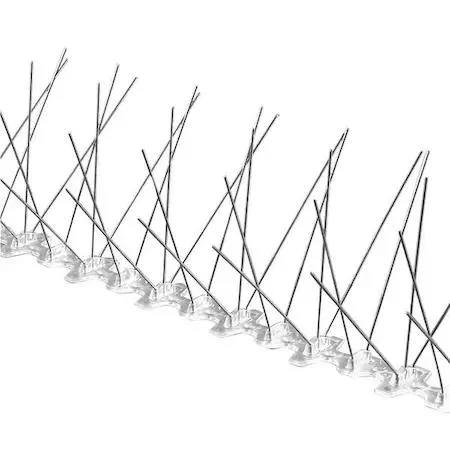 Stainless steel bird spikes on plastic base, 100 ft roll, silver finish