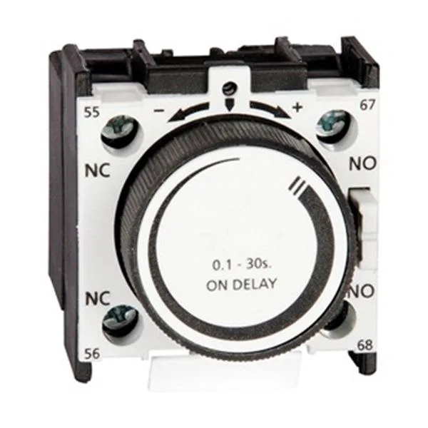 Transparent IEC timer module with front mounting terminals