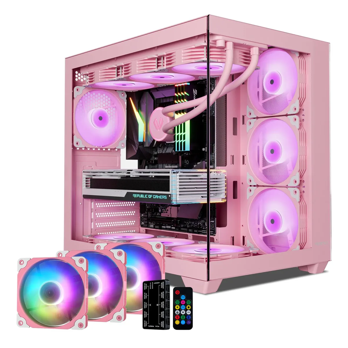 Vetroo Vetroo AL900 ATX PC Case 270° Glass Pink — product photo