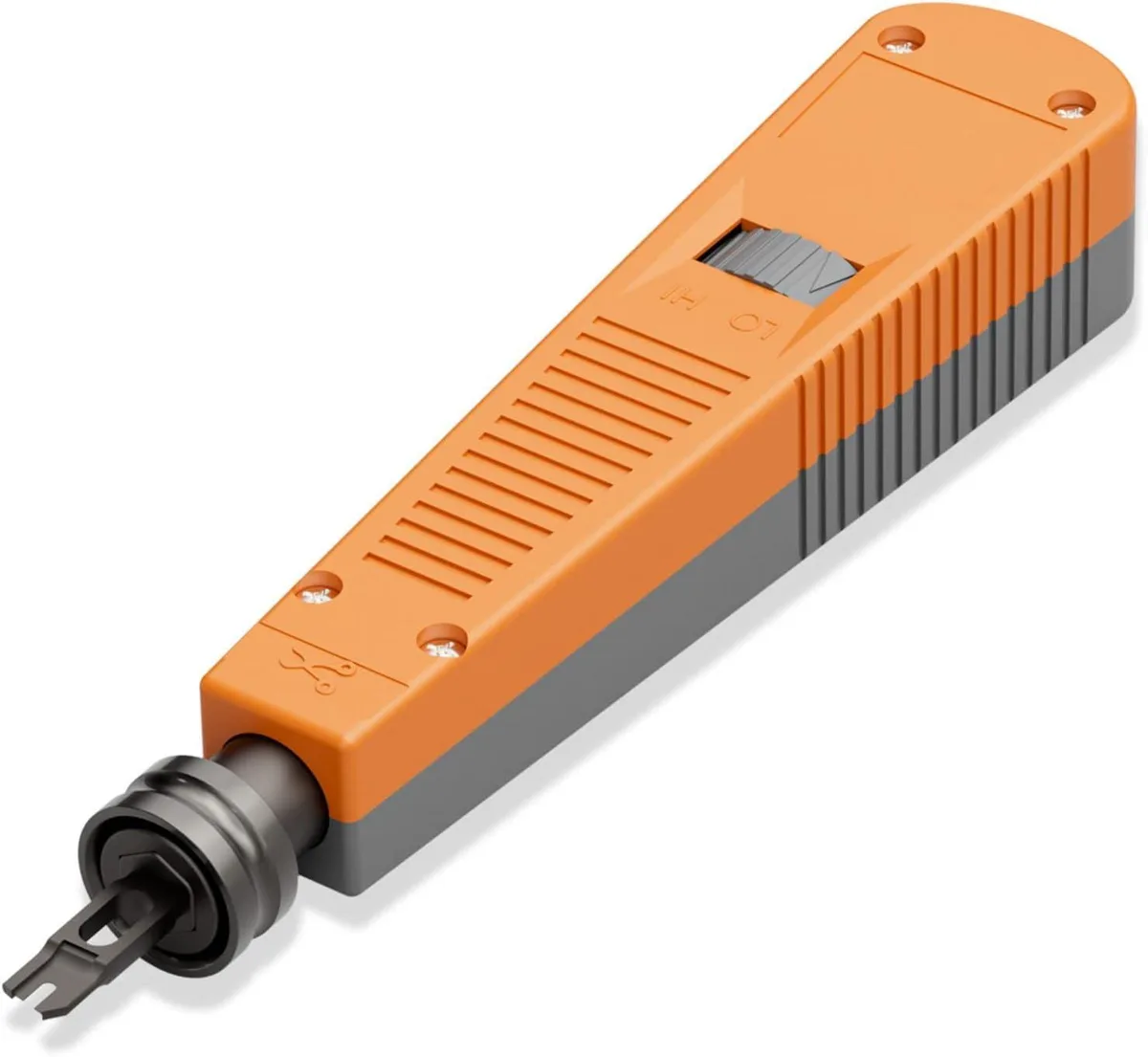 Red-handled punch-down tool with 110 blade kit